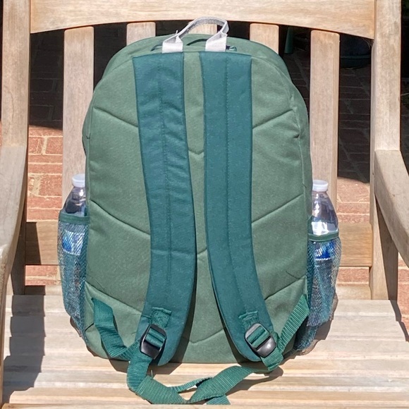 Green Backpack with Gray Trim Side Pockets New - Picture 4 of 15